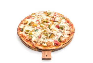 Vejetaryen pizza beyaz zemin üzerine