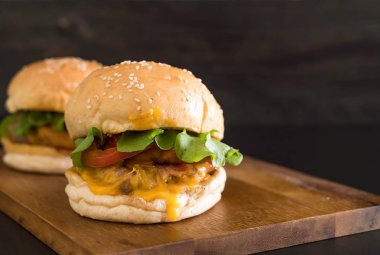 Ev yapımı taze lezzetli burger Close-Up 
