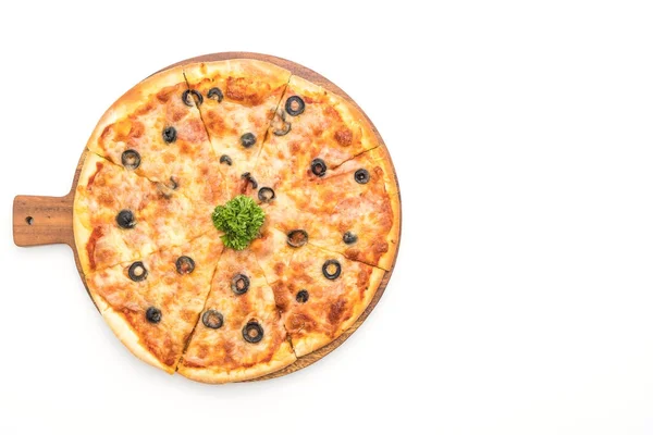 Pepperoni pizza med oliv — Stockfoto