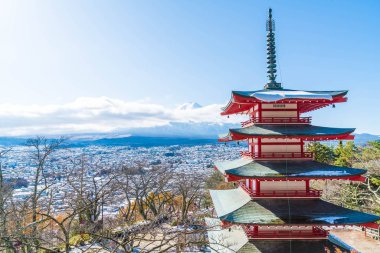 Mt. Fuji Chureito Pagoda Güz, Fujiyoshida ile.