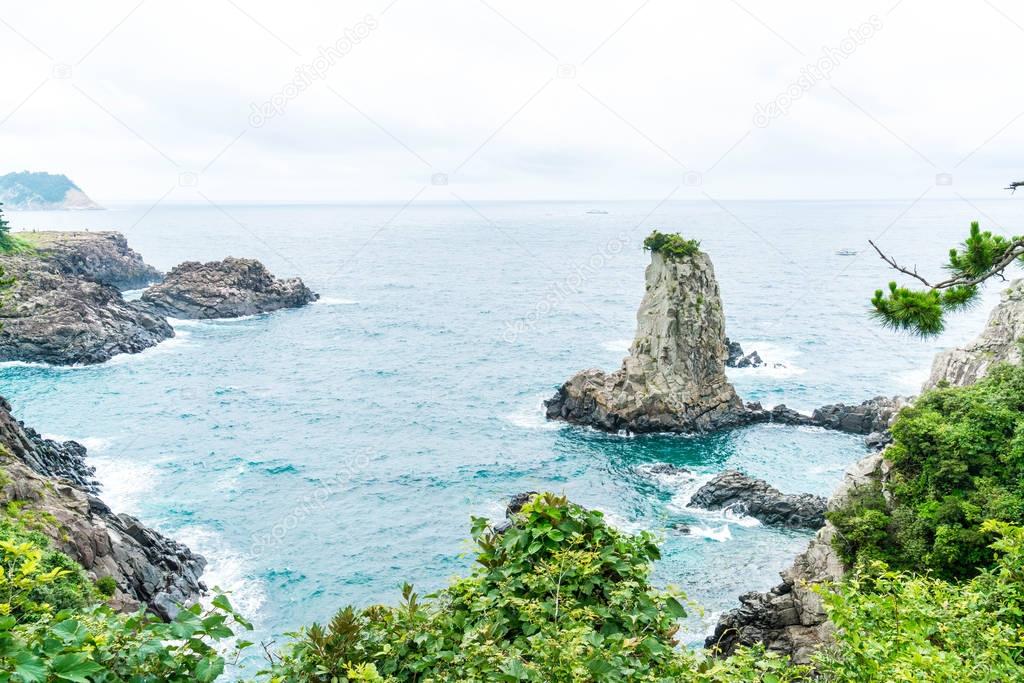 Jeju-do Oedolgae Rock (famous natural landmark) in Jeju Island,