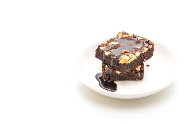 Choklad brownies med chokladsås — Stockfoto