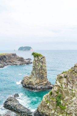 Jeju-do Oedolgae kaya (ünlü doğal landmark) Jeju Adası,
