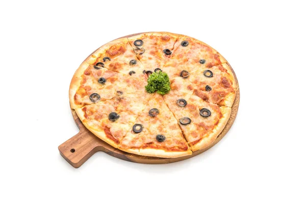 Pizza al salame piccante con olive — Foto Stock