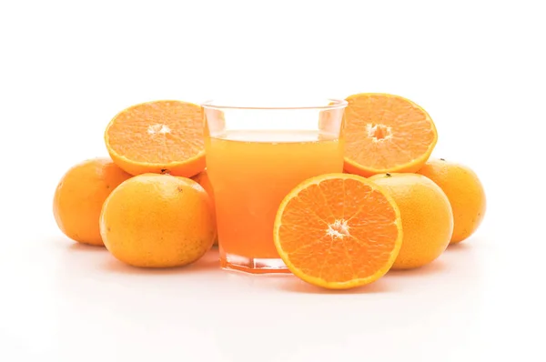 Orange juice with orange on white background — Stock Photo, Image