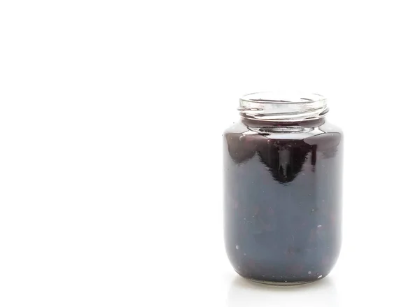 在罐子里的蓝莓果酱 — 图库照片