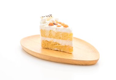 Macadamia pasta beyaz arka plan üzerinde