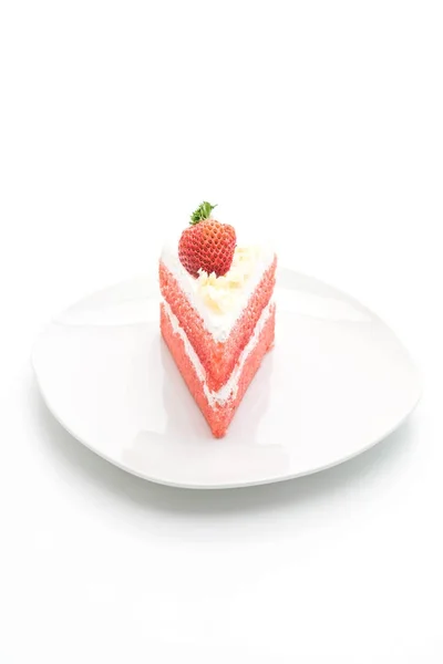 Gâteau aux fraises sur fond blanc — Photo