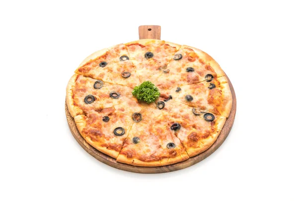 Pizza al salame piccante con olive — Foto Stock