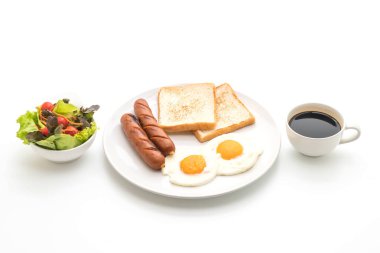 sosis ve ekmek ile kızarmış yumurta