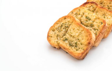 beyaz zemin üzerine sarımsaklı ekmek