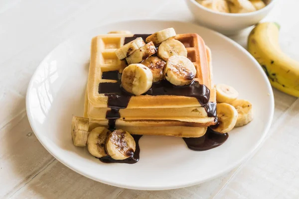 banana waffle with chocolate