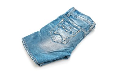 Beyaz arka plan üzerinde katlanmış kot