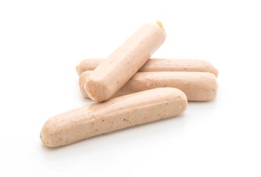 Beyaz arka plan üzerinde domuz sucuğu sosis