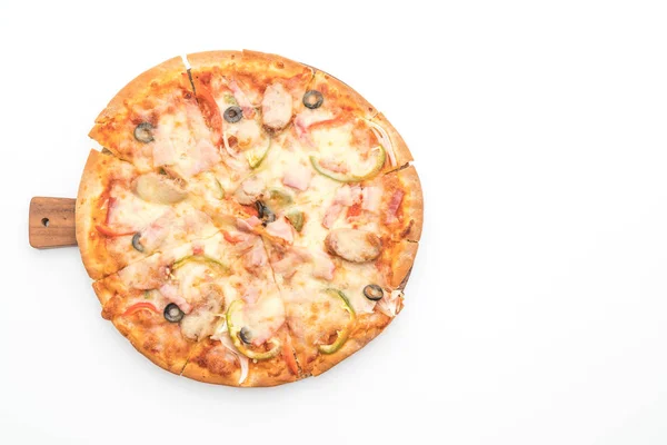 Presunto e salsicha pizza — Fotografia de Stock