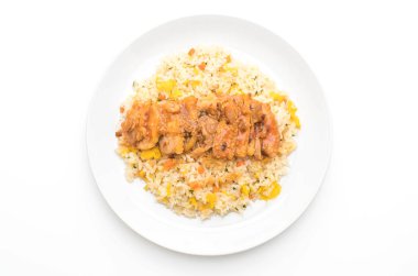 ızgara tavuk ve teriyaki soslu kızarmış pilav