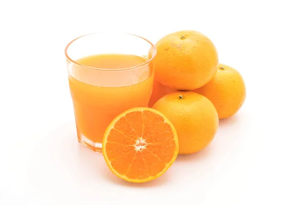 Orange juice with orange on white background — Stock Photo, Image