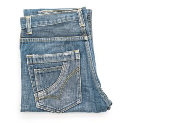 Beyaz arka plan üzerinde katlanmış kot