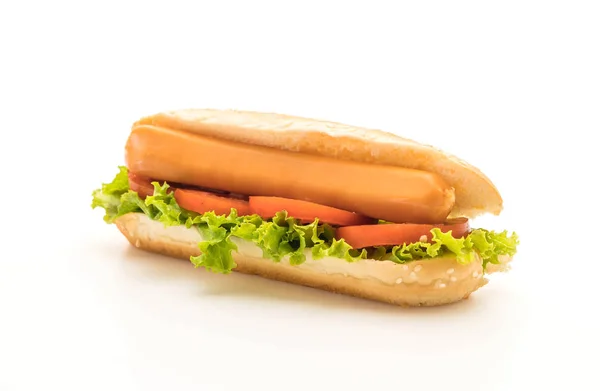 Hotdog con salsiccia e pomodoro — Foto Stock