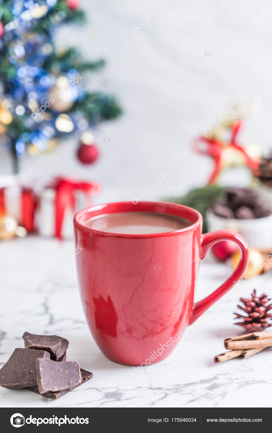 Hot Chocolate Cup With Christmas Decoration Stock Photo Topntp 