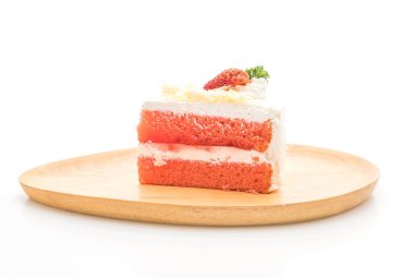 beyaz zemin üzerine Çilekli pasta