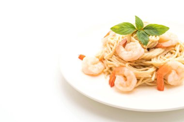 Spagetti krem peynir beyaz soslu karides