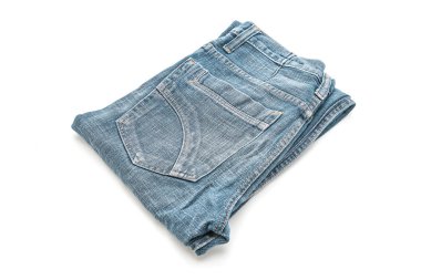 Beyaz arka plan üzerinde katlanmış kot