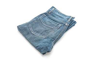 Beyaz arka plan üzerinde katlanmış kot