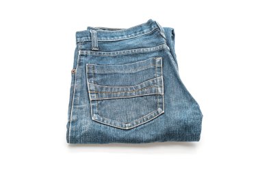 Beyaz arka plan üzerinde katlanmış kot