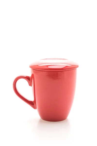 Tasse rouge sur fond blanc — Photo