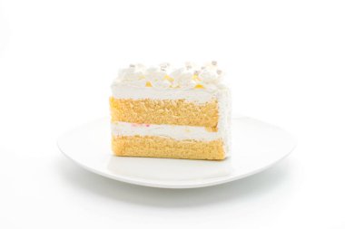 Beyaz arka plan üzerinde vanilyalı kek