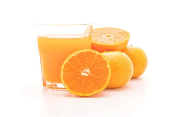 Orange juice with orange on white background — Stock Photo, Image