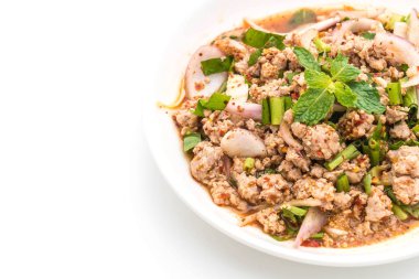 Baharatlı Kıyma domuz (Larb - geleneksel Tayland gıda)