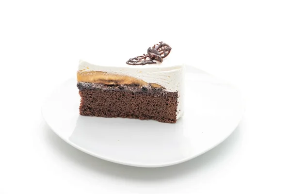 Banoffee κέικ σε λευκό φόντο — Φωτογραφία Αρχείου
