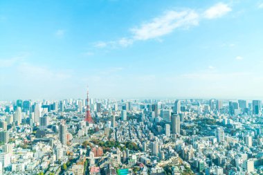 Tokyo şehir manzarası ile Tokyo Tower