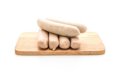 Beyaz arka plan üzerinde domuz sucuğu sosis