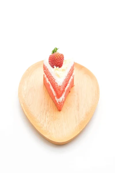 Gâteau aux fraises sur fond blanc — Photo