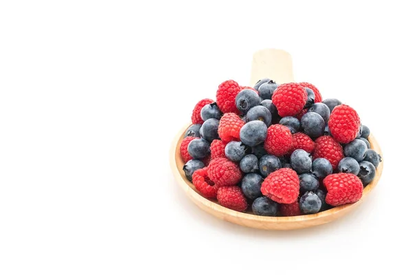 Fresh blueberry and rasberry on white — Stock Photo, Image