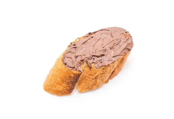 Bread with chocolate hazelnut spread — Stock Photo, Image