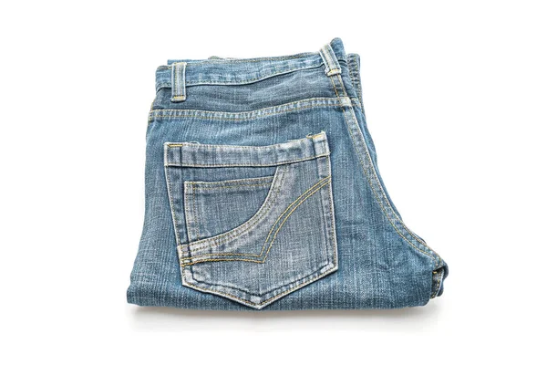 Jeans piegati su sfondo bianco — Foto Stock