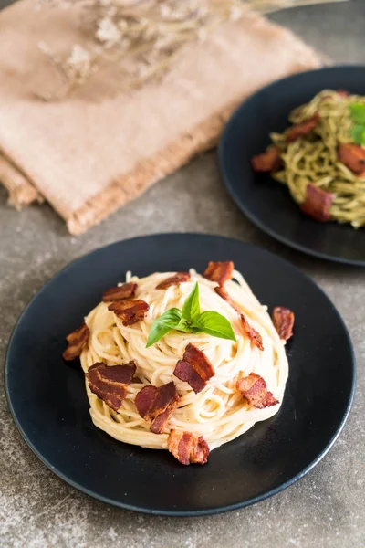 Spagetti krem peynir pastırma ile