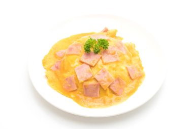 Kremsi omlet jambon pirinç ile 