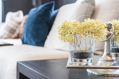 oturma odasında vazoda çiçek