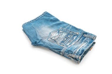 Beyaz arka plan üzerinde katlanmış kot