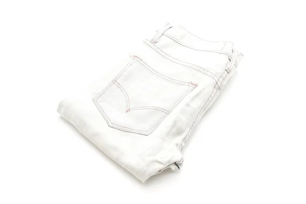白色背景牛仔裤折叠 — 图库照片