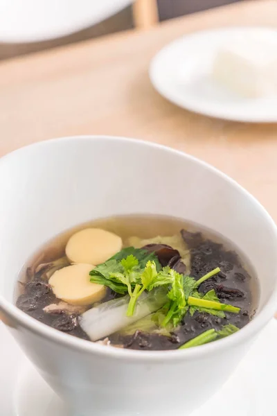 Soup with seaweed, soft tofu and minced pork