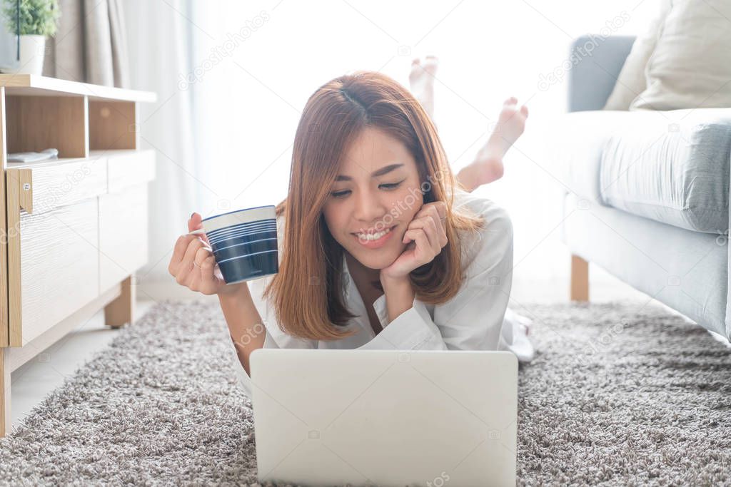 asian woman working at home 