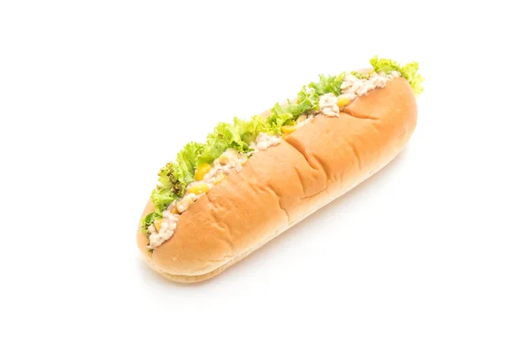 Tuna corn salad hotdog — Stock Photo, Image