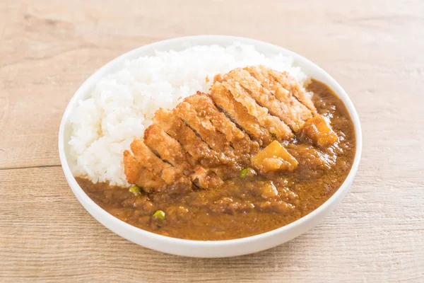 Fried cutlet pork with curry on rice — Stock Photo, Image