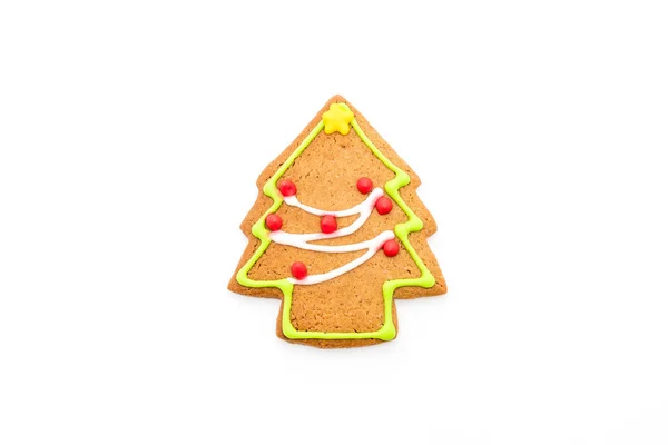 Gingerbread christmas tree shape on white — Stock Photo, Image